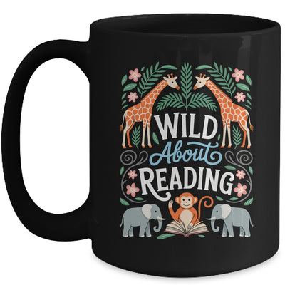 Wild About Reading Books Reader Lover Zoo Animals Librarian Mug | teecentury