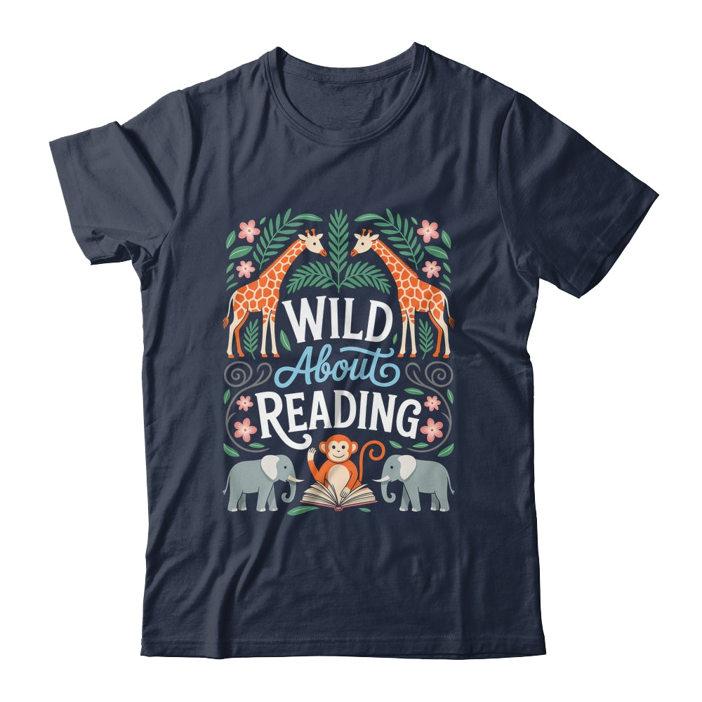Wild About Reading Books Reader Lover Zoo Animals Librarian Shirt & Hoodie | teecentury