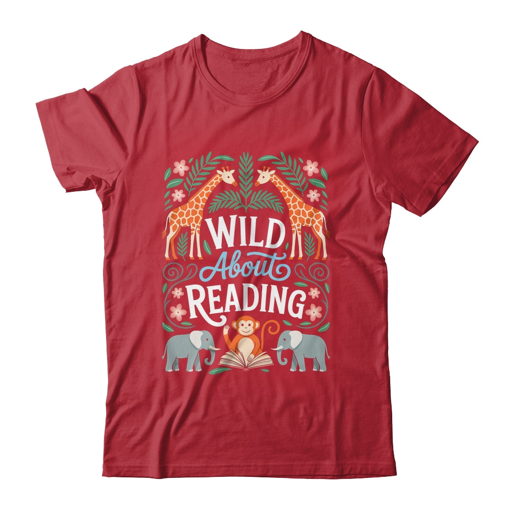Wild About Reading Books Reader Lover Zoo Animals Librarian Shirt & Hoodie | teecentury