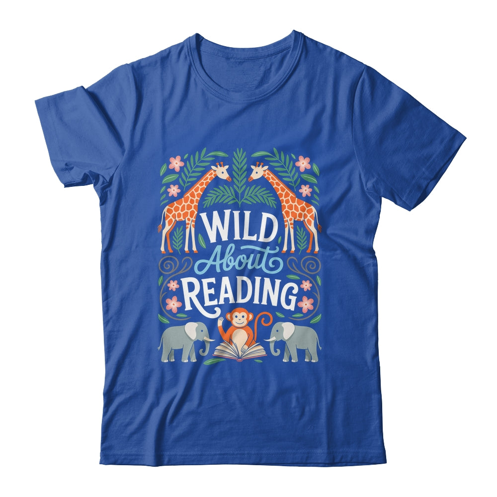 Wild About Reading Books Reader Lover Zoo Animals Librarian Shirt & Hoodie | teecentury