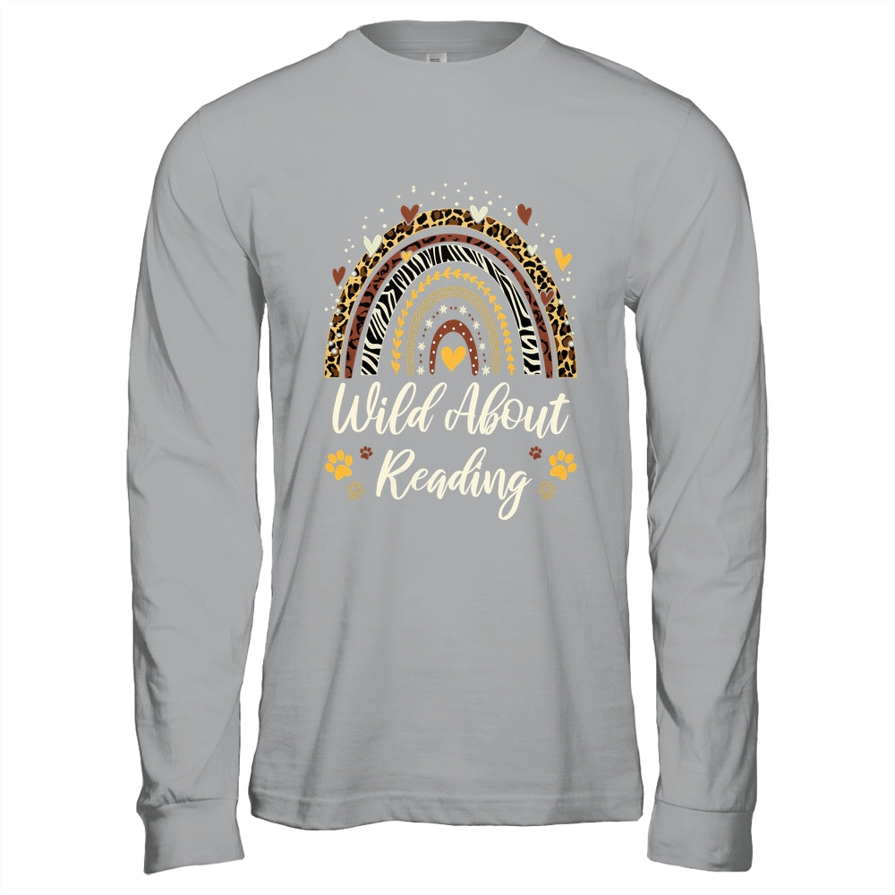 Wild About Reading Teacher Back To School Rainbow Librarian Shirt & Hoodie | teecentury