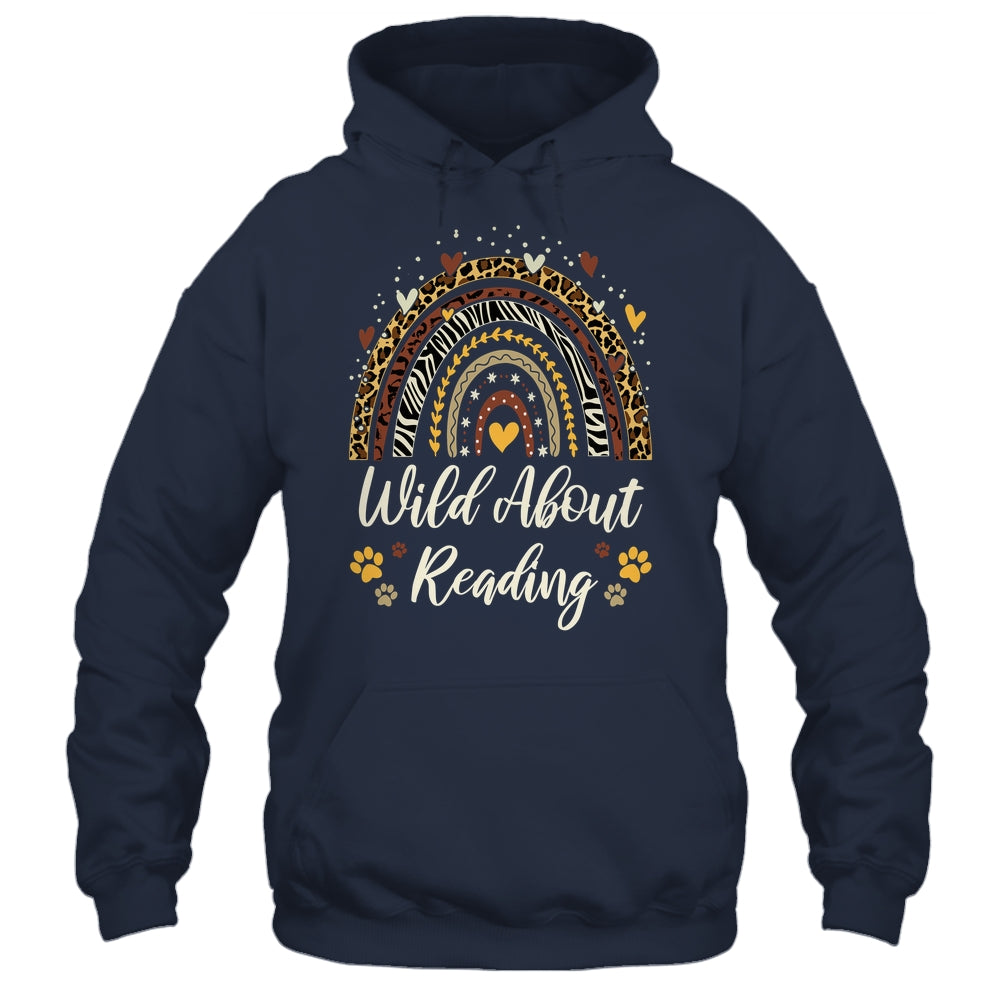 Wild About Reading Teacher Back To School Rainbow Librarian Shirt & Hoodie | teecentury