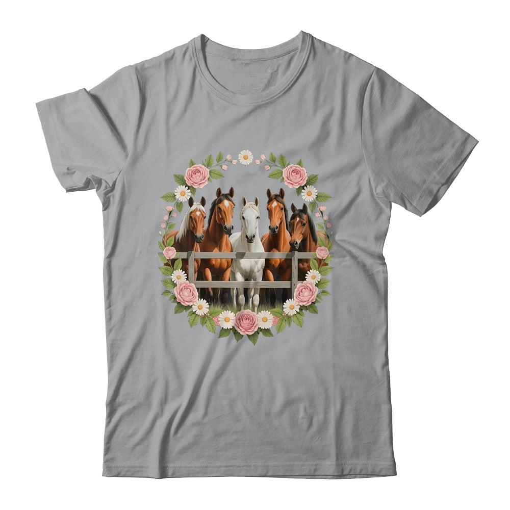 Wild Floral Horses For Men Women Kids Horse Lover Shirt & Tank Top | teecentury