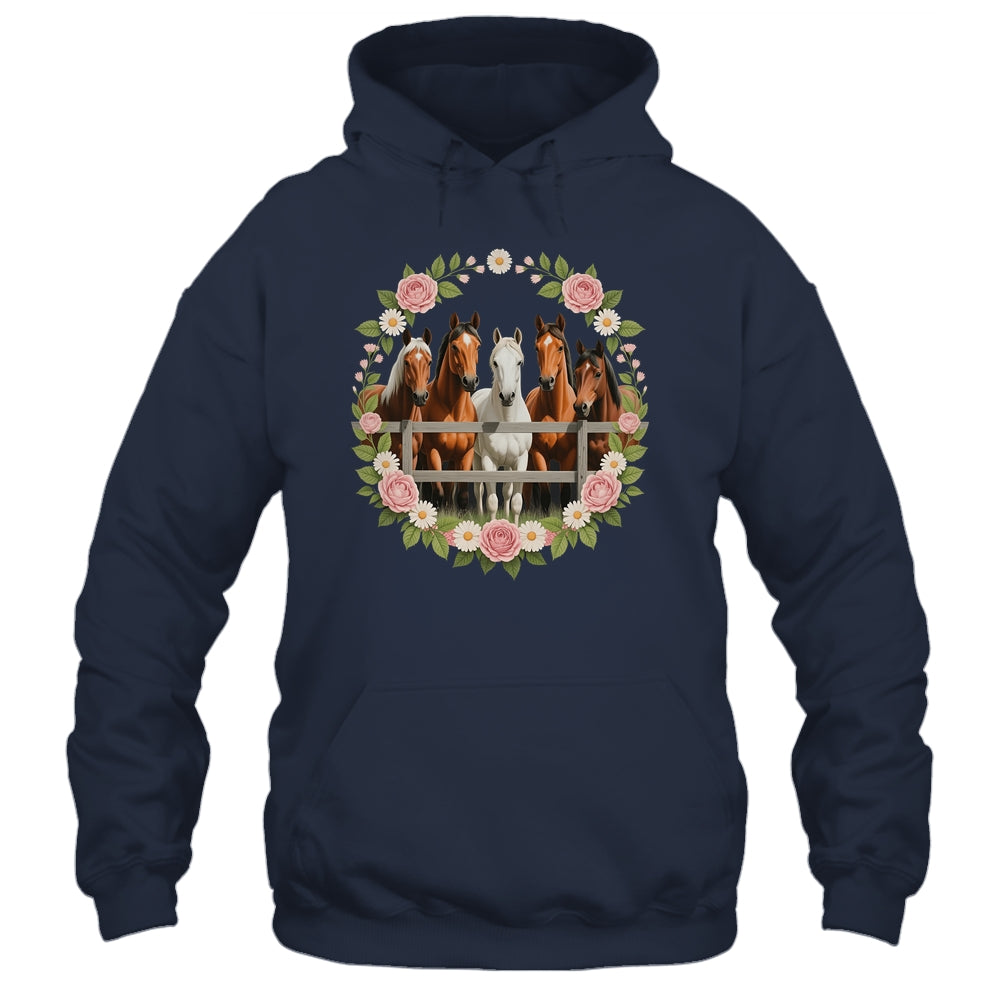 Wild Floral Horses For Men Women Kids Horse Lover Shirt & Tank Top | teecentury