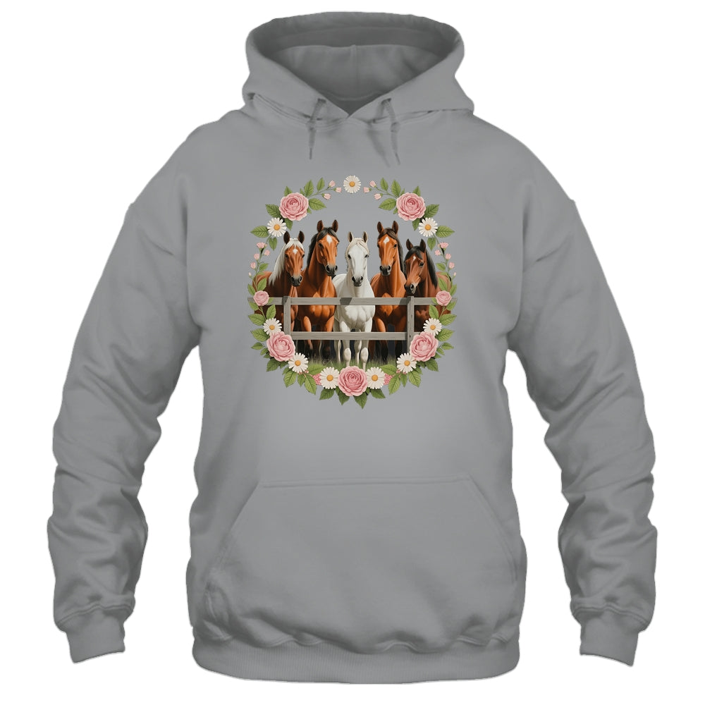 Wild Floral Horses For Men Women Kids Horse Lover Shirt & Tank Top | teecentury