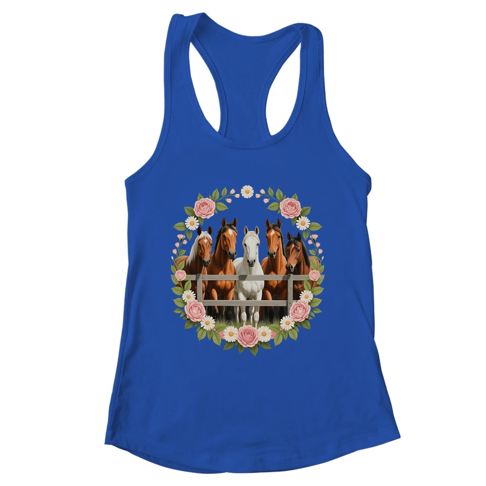 Wild Floral Horses For Men Women Kids Horse Lover Shirt & Tank Top | teecentury