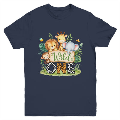 Wild One 1st First Birthday Boy Jungle Safari Youth Shirt | teecentury