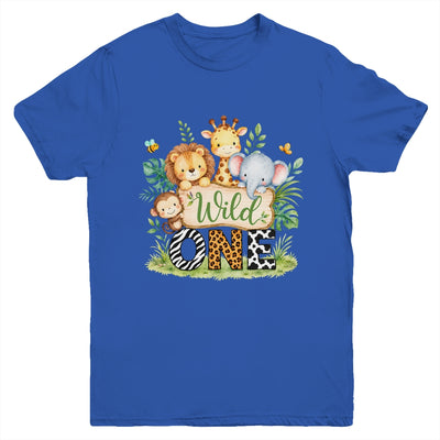 Wild One 1st First Birthday Boy Jungle Safari Youth Shirt | teecentury
