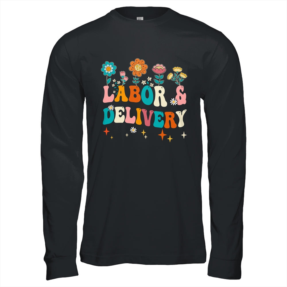 Wildflowers Labor And Delivery Nurse For Women L&D Groovy Shirt & Hoodie | teecentury