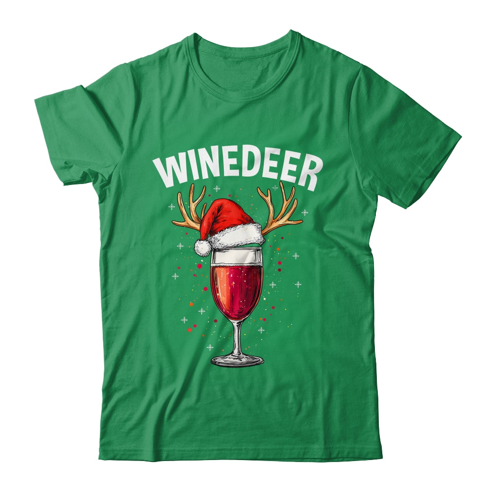 Winedeer Reinbeer Santa Hat Winedeer Couple Xmas Matching Shirt & Sweatshirt | teecentury