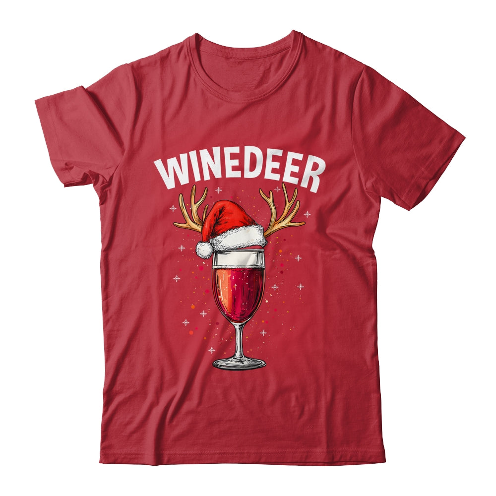 Winedeer Reinbeer Santa Hat Winedeer Couple Xmas Matching Shirt & Sweatshirt | teecentury