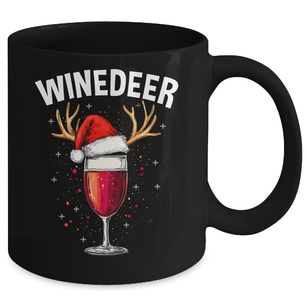 Winedeer Reinbeer Santa Hat Winedeer Couple Xmas Matching Mug | teecentury
