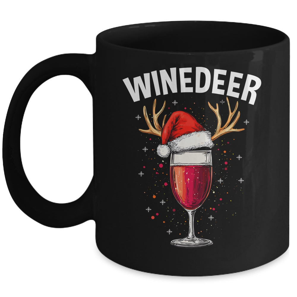 Winedeer Reinbeer Santa Hat Winedeer Couple Xmas Matching Mug | teecentury