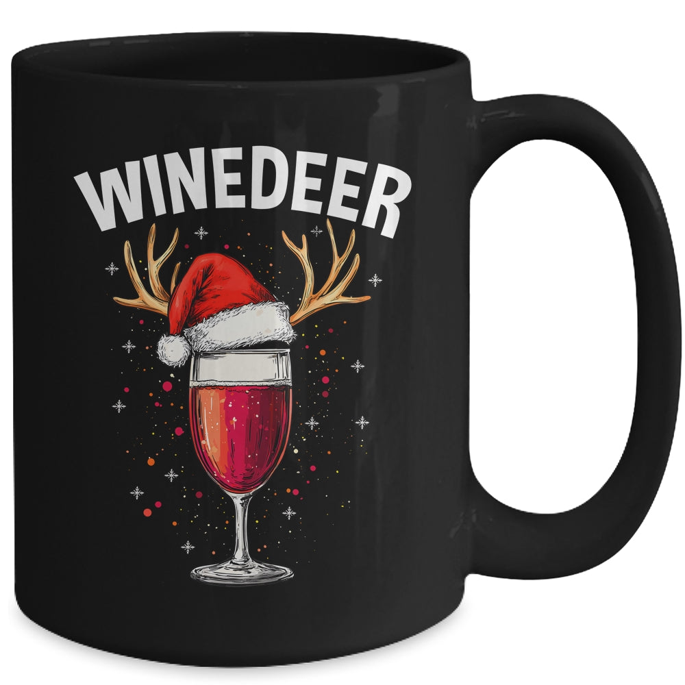 Winedeer Reinbeer Santa Hat Winedeer Couple Xmas Matching Mug | teecentury