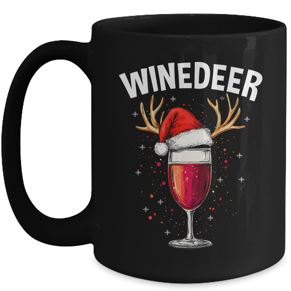 Winedeer Reinbeer Santa Hat Winedeer Couple Xmas Matching Mug | teecentury