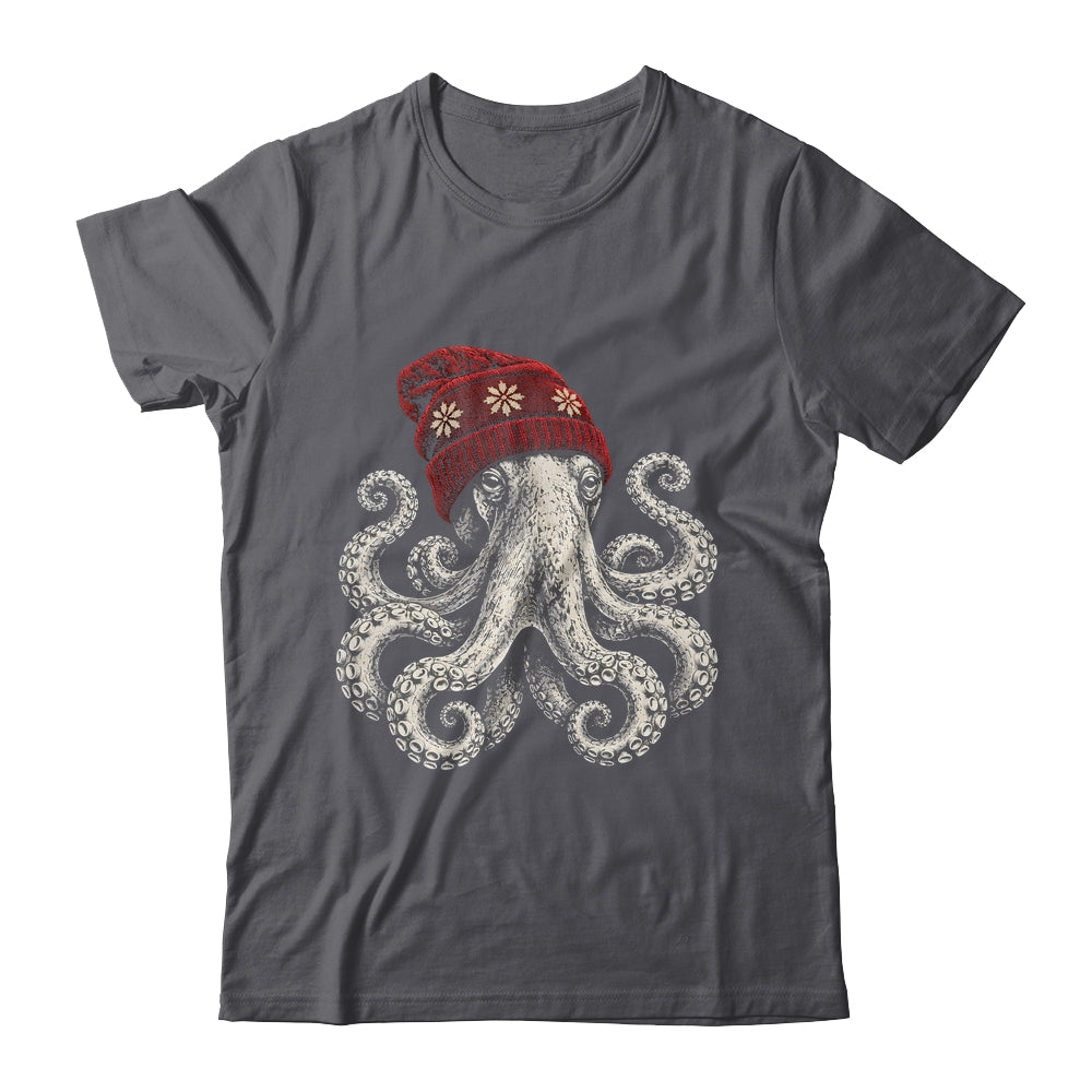 Winter Octopus Wearing Beanie Cute Ocean Art Shirt & Hoodie | teecentury