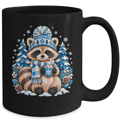 Winter Raccoon Blue Snowflake Christmas Animals Women Girls Mug | teecentury