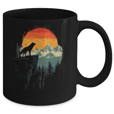 Wolf Graphic Moon Nature Mountains Wildlife Vintage Men Mug | teecentury