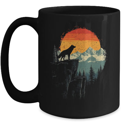 Wolf Graphic Moon Nature Mountains Wildlife Vintage Men Mug | teecentury