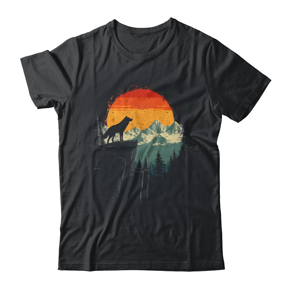 Wolf Graphic Moon Nature Mountains Wildlife Vintage Men Shirt & Hoodie | teecentury