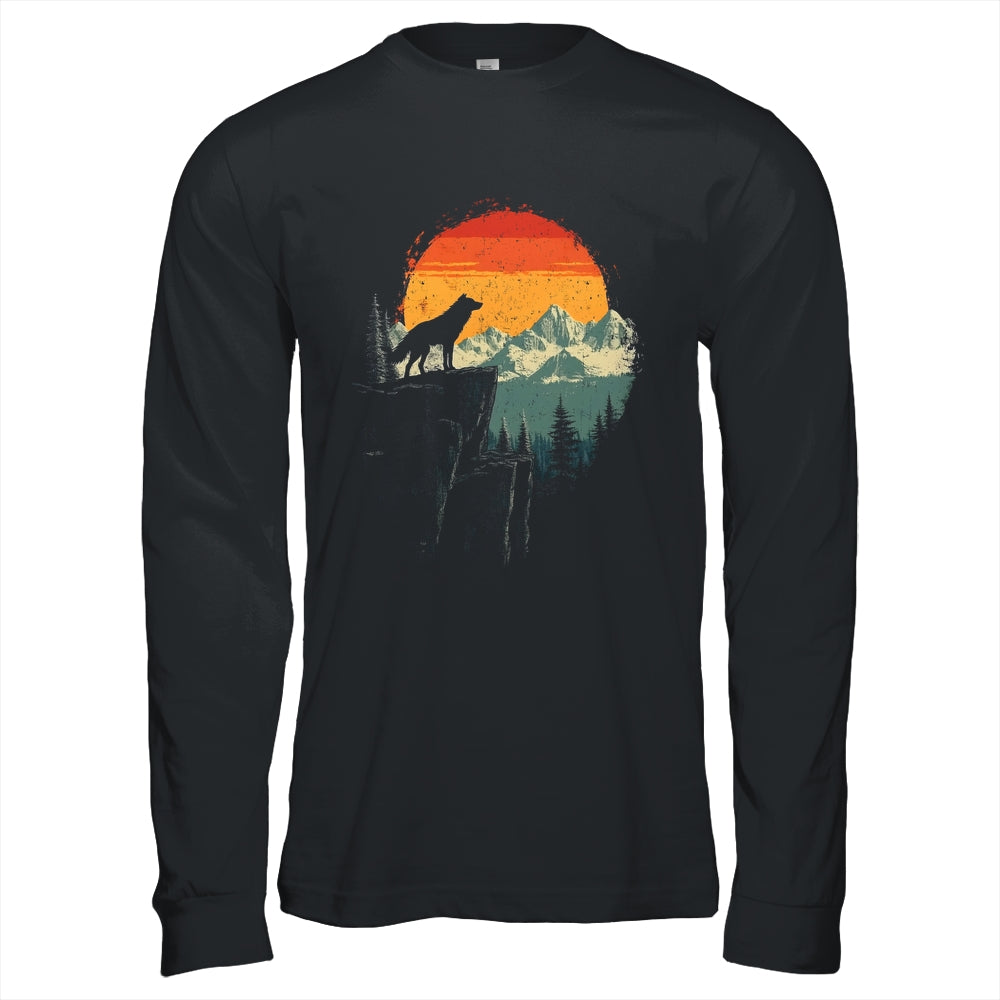 Wolf Graphic Moon Nature Mountains Wildlife Vintage Men Shirt & Hoodie | teecentury