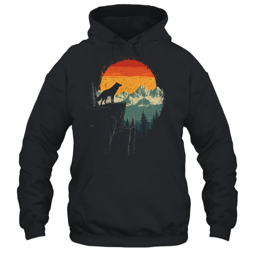 Wolf Graphic Moon Nature Mountains Wildlife Vintage Men Shirt & Hoodie | teecentury