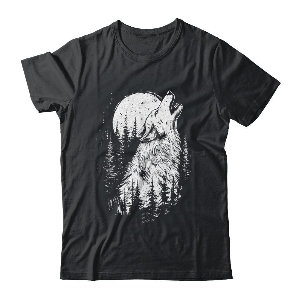 Wolf Howling Moon Forest Nature Wildlife Animal Graphic Tee Shirt & Hoodie | teecentury