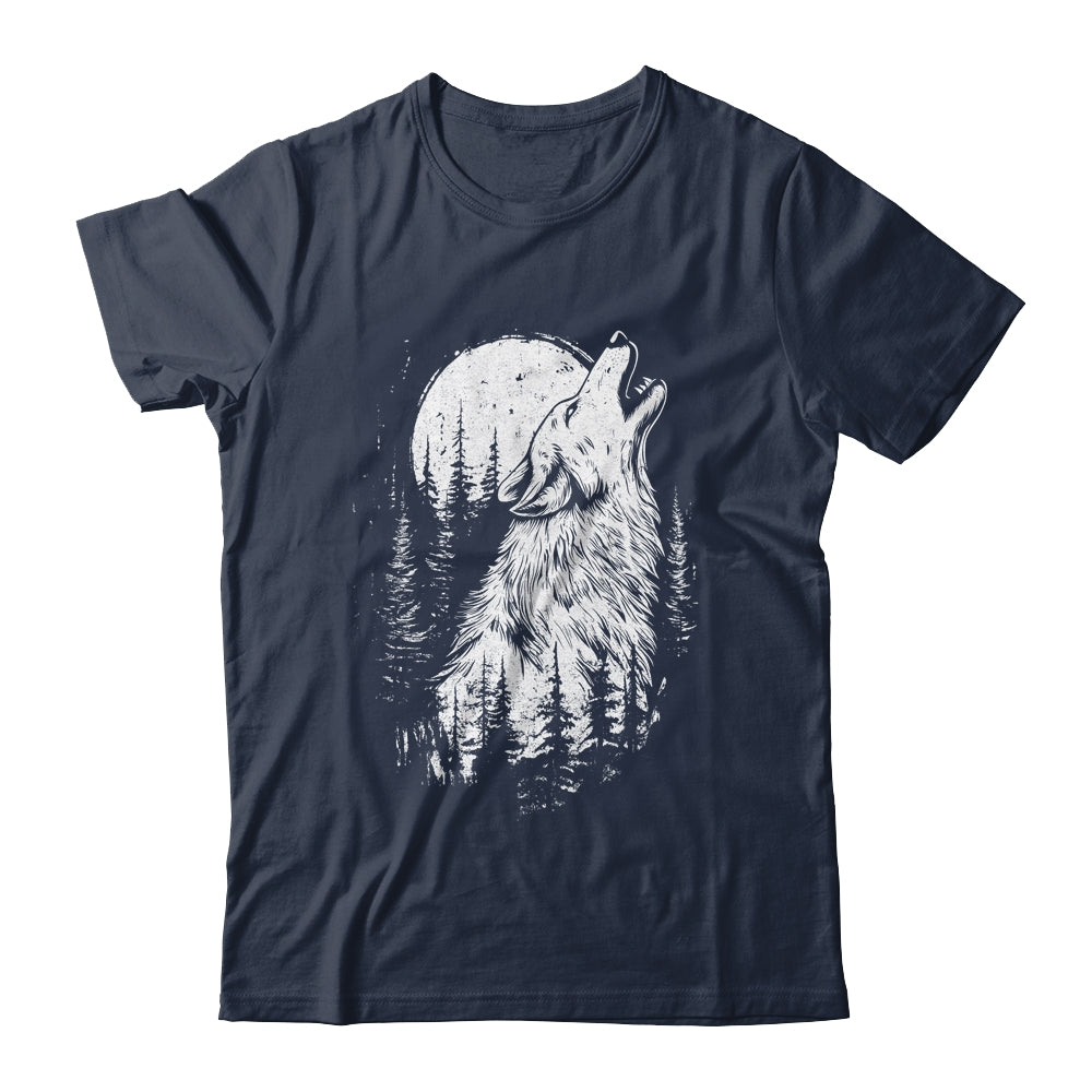 Wolf Howling Moon Forest Nature Wildlife Animal Graphic Tee Shirt & Hoodie | teecentury