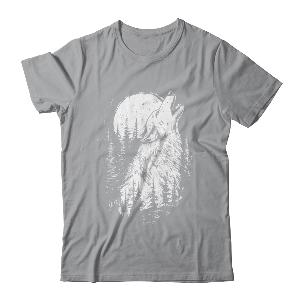 Wolf Howling Moon Forest Nature Wildlife Animal Graphic Tee Shirt & Hoodie | teecentury