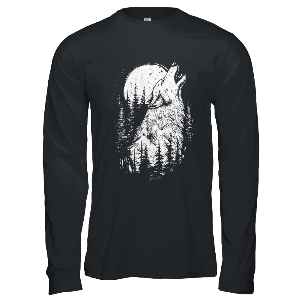 Wolf Howling Moon Forest Nature Wildlife Animal Graphic Tee Shirt & Hoodie | teecentury