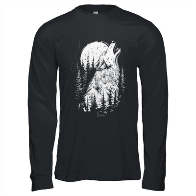 Wolf Howling Moon Forest Nature Wildlife Animal Graphic Tee Shirt & Hoodie | teecentury