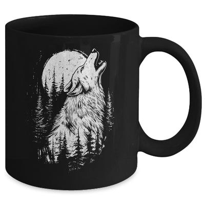 Wolf Howling Moon Forest Nature Wildlife Animal Graphic Tee Mug | teecentury