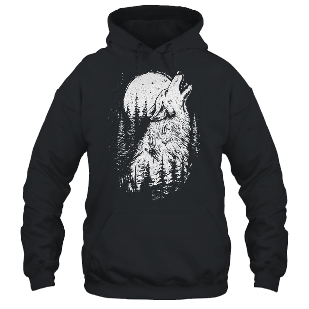 Wolf Howling Moon Forest Nature Wildlife Animal Graphic Tee Shirt & Hoodie | teecentury