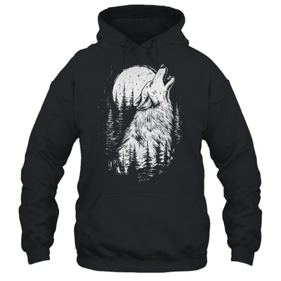 Wolf Howling Moon Forest Nature Wildlife Animal Graphic Tee Shirt & Hoodie | teecentury