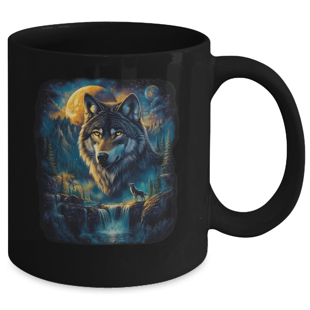 Wolf Howling Moon Forest Nature Wildlife Lovers Animal Men Mug | teecentury