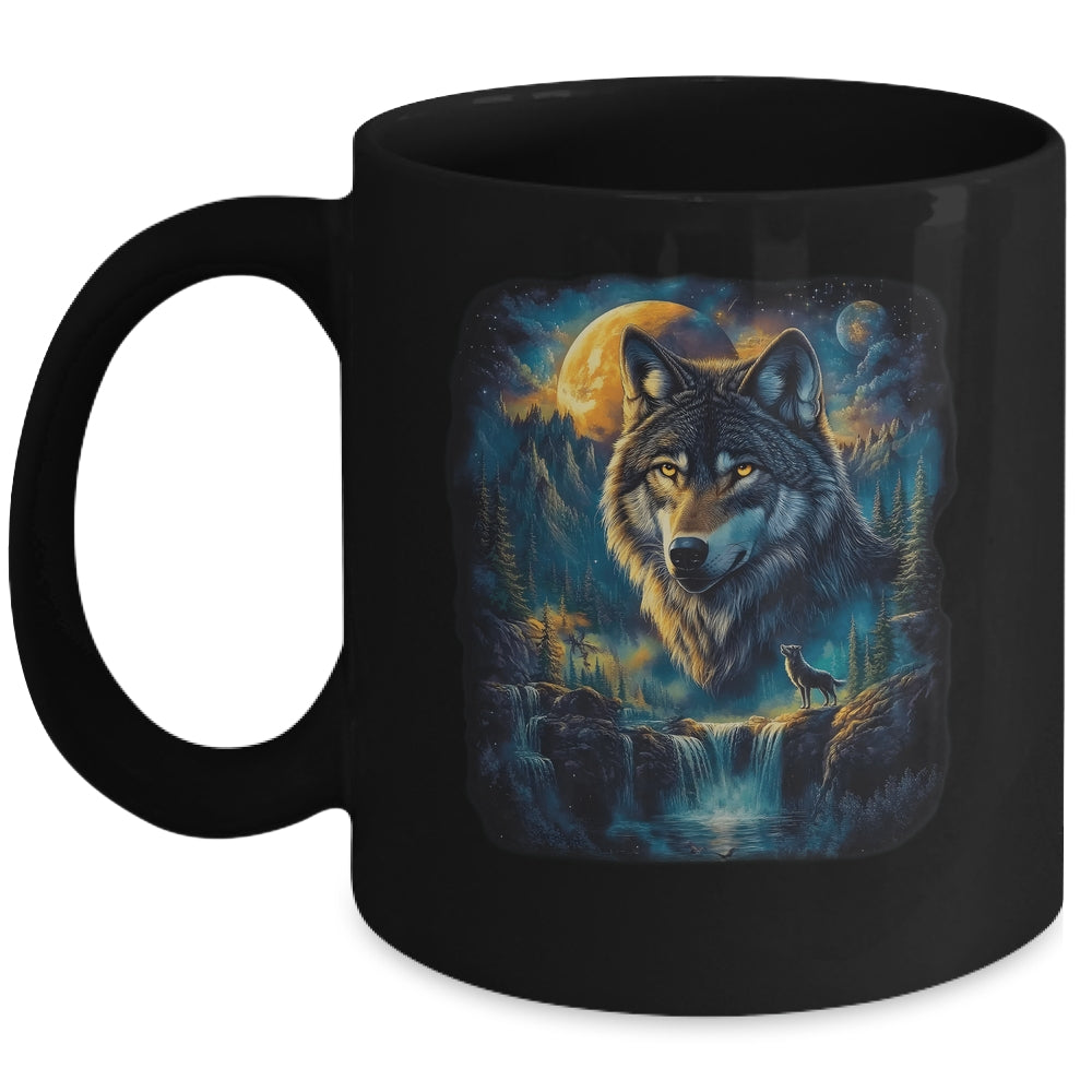 Wolf Howling Moon Forest Nature Wildlife Lovers Animal Men Mug | teecentury