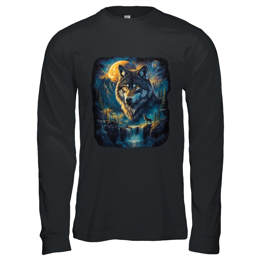 Wolf Howling Moon Forest Nature Wildlife Lovers Animal Men Shirt & Hoodie | teecentury