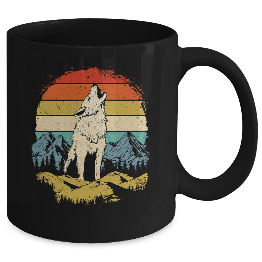 Wolf Howling Moon Graphic Forest Nature Mountains Vintage Mug | teecentury