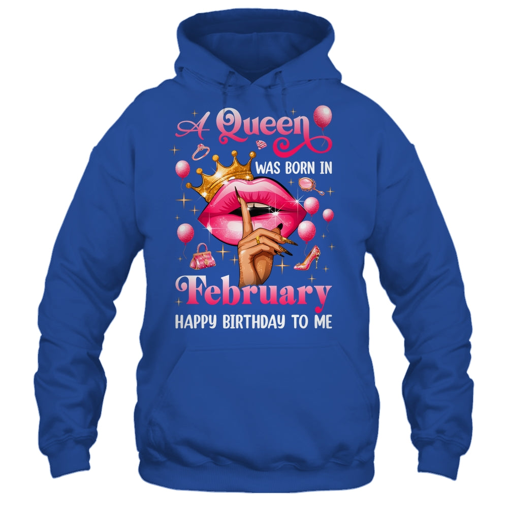 Womens A Queen Was Born In February Happy Birthday To Me Shirt & Tank Top | teecentury
