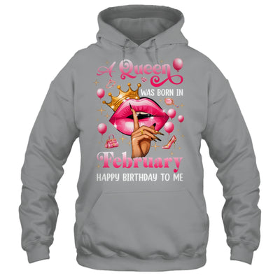 Womens A Queen Was Born In February Happy Birthday To Me Shirt & Tank Top | teecentury