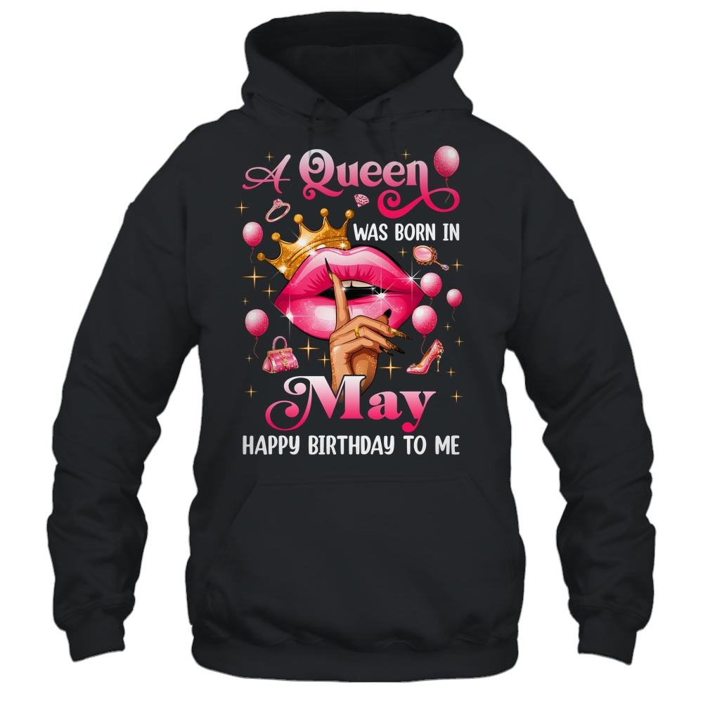 Womens A Queen Was Born In May Happy Birthday To Me Shirt & Tank Top | teecentury