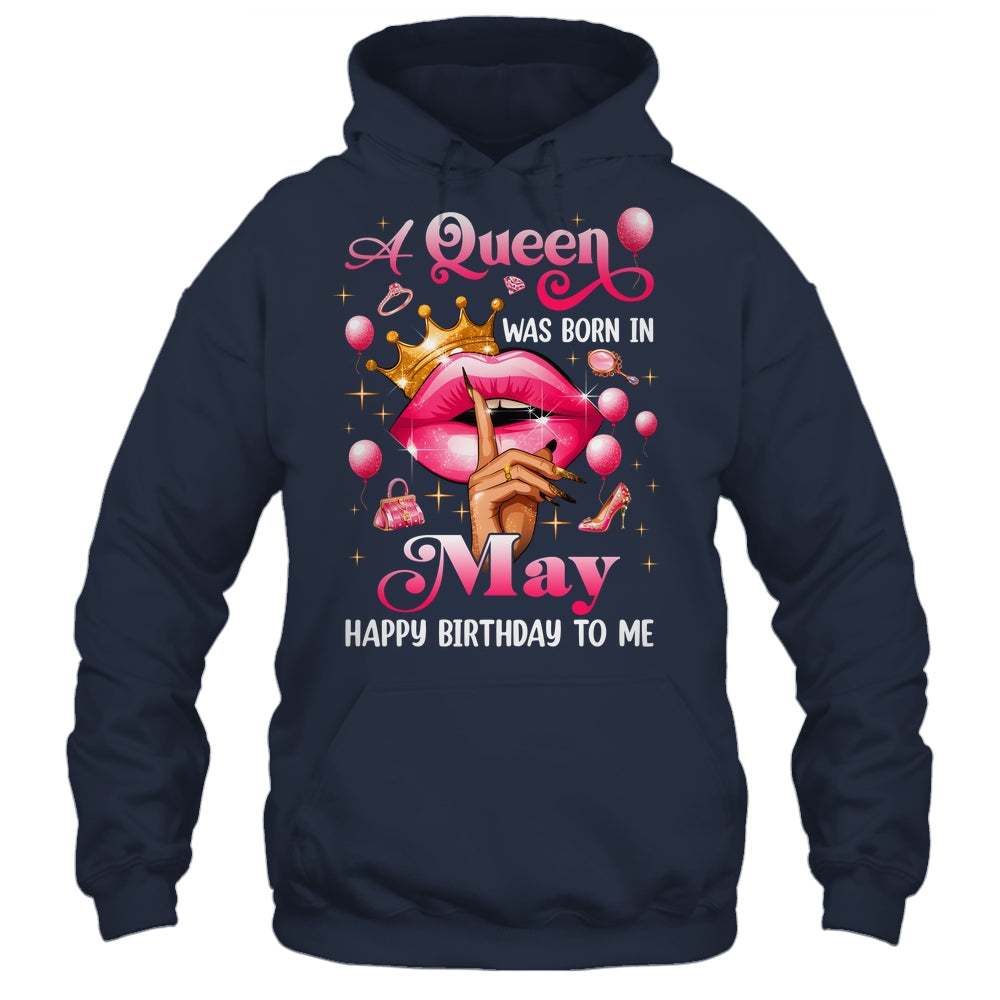 Womens A Queen Was Born In May Happy Birthday To Me Shirt & Tank Top | teecentury