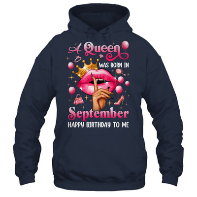 Womens A Queen Was Born In September Happy Birthday To Me Shirt & Tank Top | teecentury