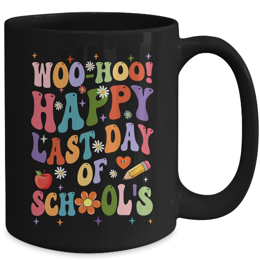 Woo Hoo Happy Last Day Of School Teacher Student Groovy Mug | teecentury