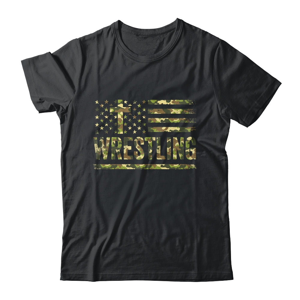 Wrestling American Flag Camo USA Patriotic Wrestler Men Boys Shirt & Hoodie | teecentury