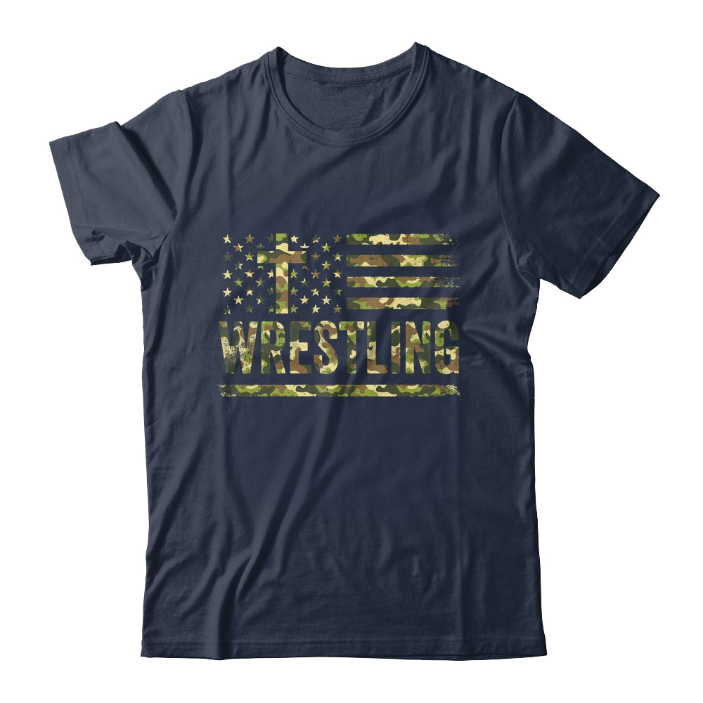 Wrestling American Flag Camo USA Patriotic Wrestler Men Boys Shirt & Hoodie | teecentury