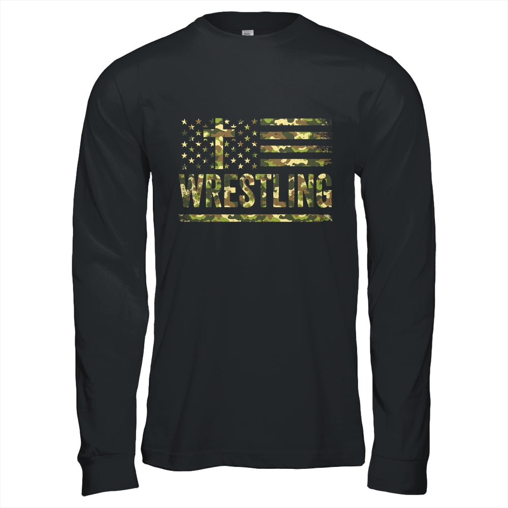 Wrestling American Flag Camo USA Patriotic Wrestler Men Boys Shirt & Hoodie | teecentury