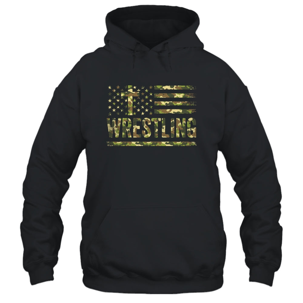 Wrestling American Flag Camo USA Patriotic Wrestler Men Boys Shirt & Hoodie | teecentury