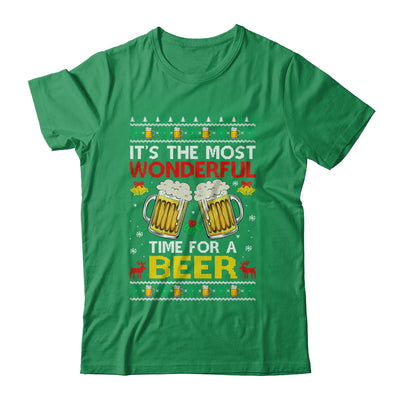 Xmas Wonderful Time For A Beer Ugly Christmas Funny Shirt & Sweatshirt | teecentury