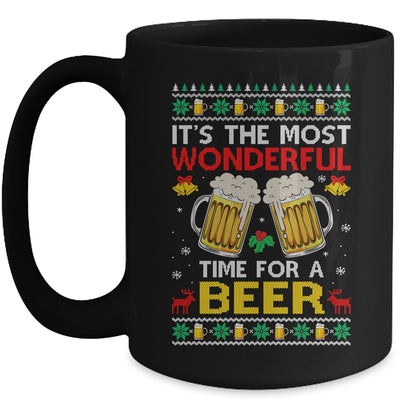 Xmas Wonderful Time For A Beer Ugly Christmas Funny Mug | teecentury